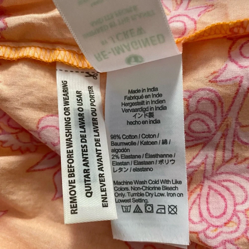 J. Crew Women Orange Pink Floral Scoop-Neck Tiered 100% Cotton Mini Dress Size 6 - Picture 8 of 8